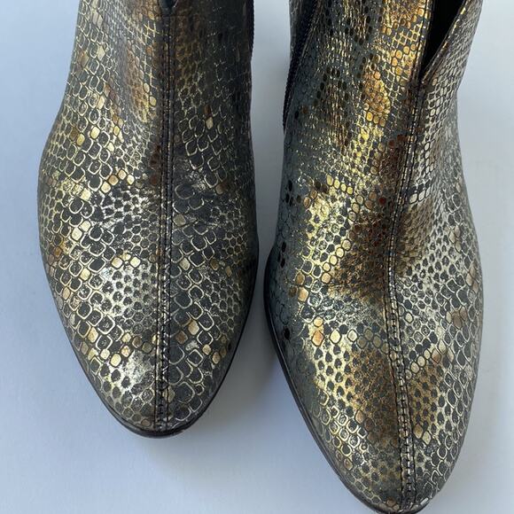 ARA Luftpolster 7 booties fall ankle boots winter heeled RARE Snakeskin metal - Picture 3 of 16